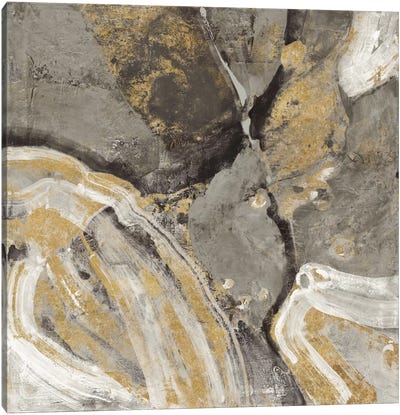 Phoenix Neutral Canvas Art Print - Gold Abstract Art