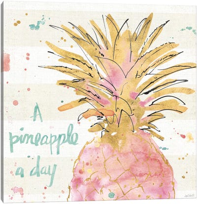 Flamingo Fever V Canvas Art Print - Pineapples