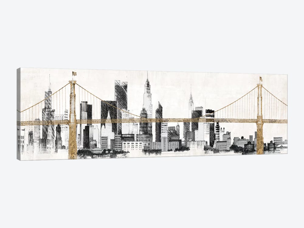 Bridge and Skyline 1-piece Canvas Print