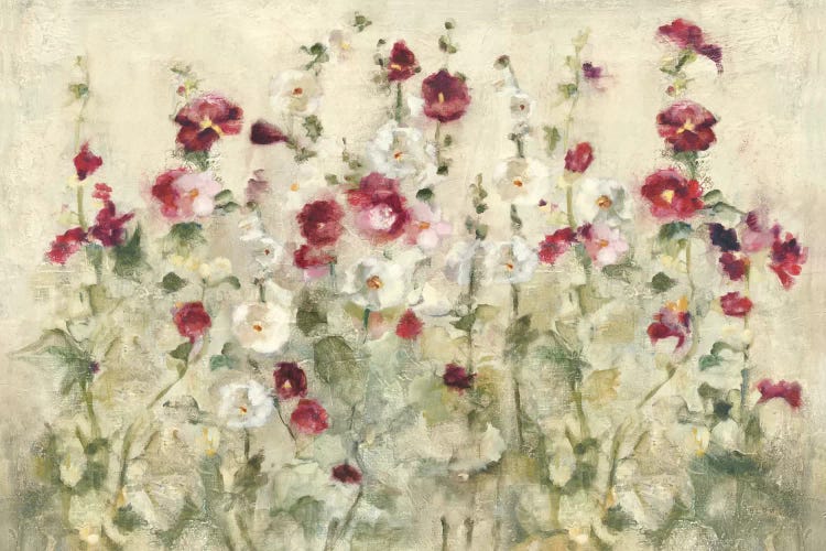 Hollyhocks Row Cool by Cheri Blum wall art