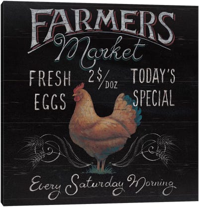 Farmers Market I Canvas Art Print - Chicken & Rooster Art