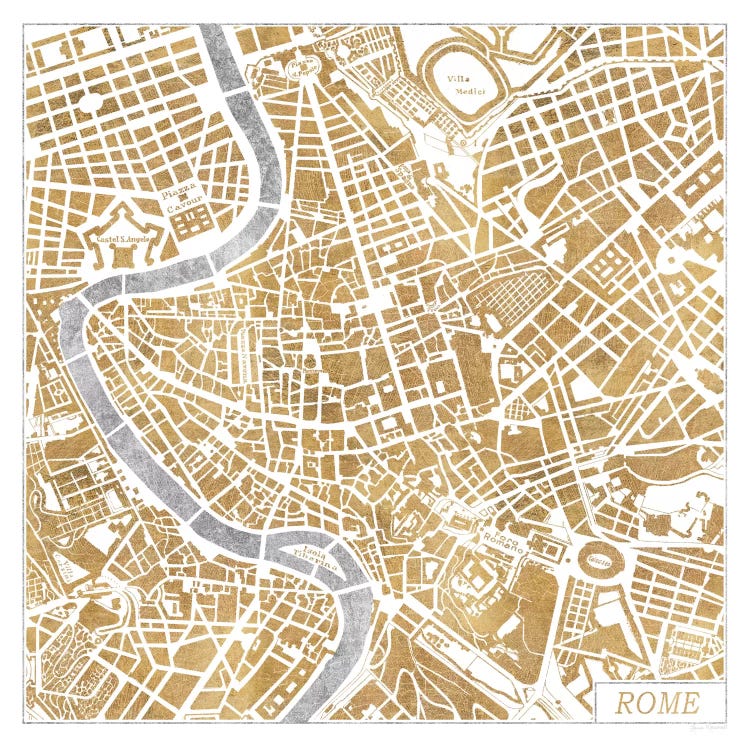 Gilded Rome Map by Laura Marshall canvas print