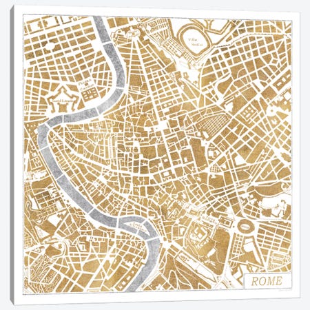 Gilded Rome Map Canvas Print #WAC3890} by Laura Marshall Canvas Art Print