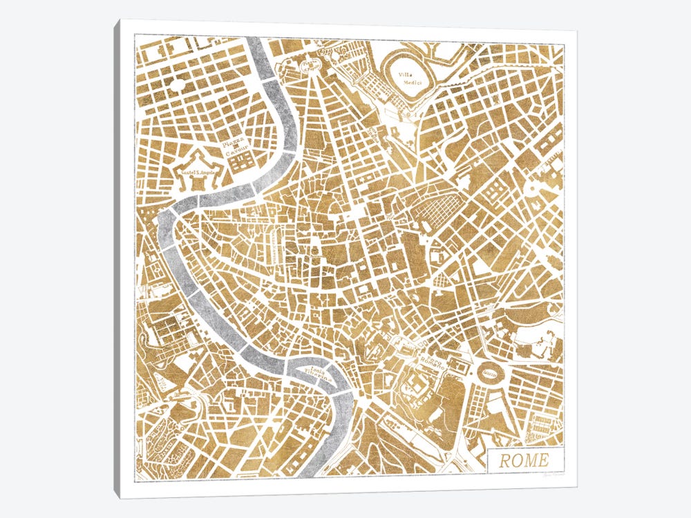 Gilded Rome Map by Laura Marshall 1-piece Canvas Art