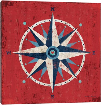 Nautical Love (Compass) Canvas Art Print - Kids Bathroom Art