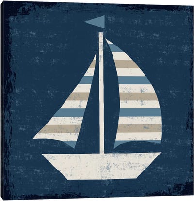 Nautical Love (Sail Boat II) Canvas Art Print - Kids Bathroom Art