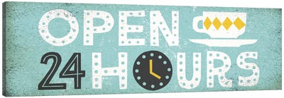 Retro Diner (Open 24 Hours II) Canvas Art Print - Food & Drink Typography