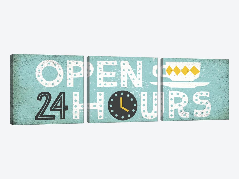 Retro Diner (Open 24 Hours II) by Michael Mullan 3-piece Art Print