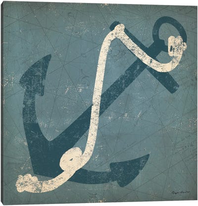 Nautical Anchor (Blue) Canvas Art Print - Anchor Art