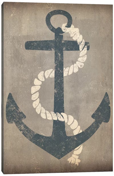 Nautical Anchor (Grey) Canvas Art Print - Anchor Art