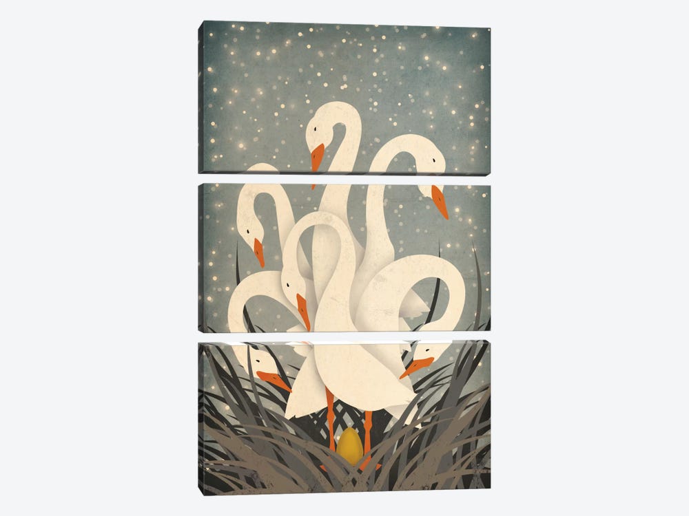 Six Geese A Laying by Ryan Fowler 3-piece Canvas Artwork