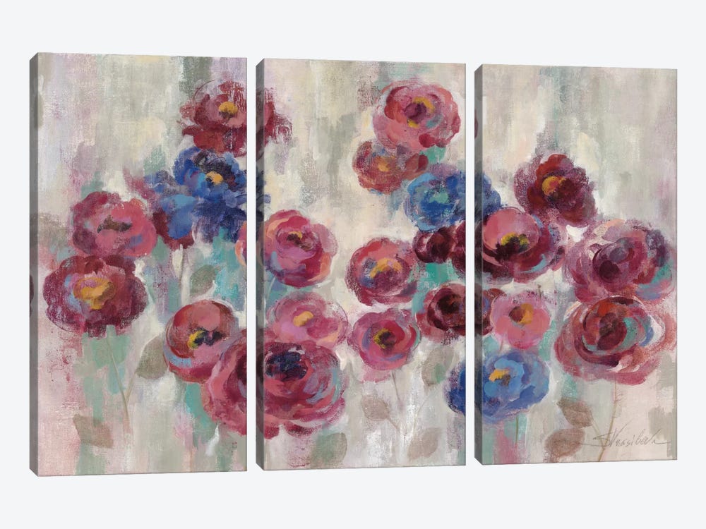 Frosted Marsala Florals by Silvia Vassileva 3-piece Canvas Print