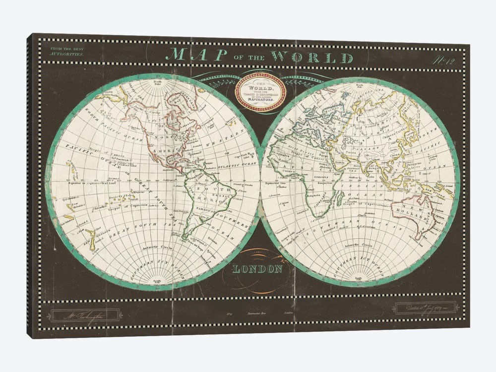 Torkingtons World Map Slate by Sue Schlabach 1-piece Canvas Art Print