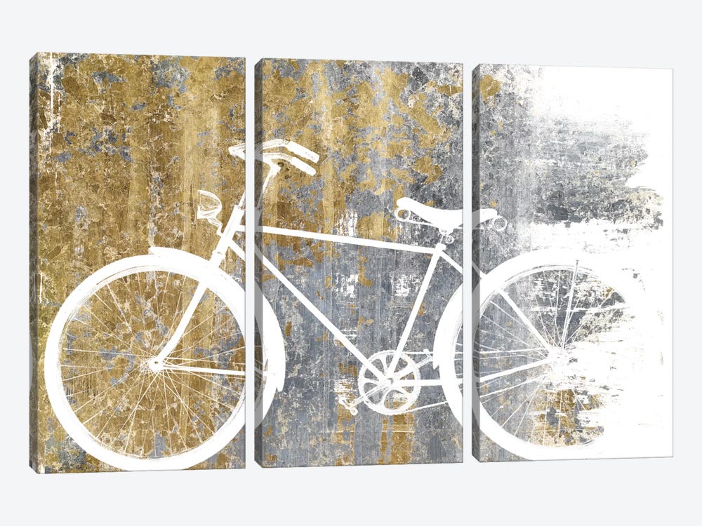 Gilded Bicycle by Wild Apple Portfolio 3-piece Canvas Print