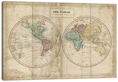Old World (Eastern Hemisphere), New World (Western Hemisphere) Canvas Art Print - Large Map Art