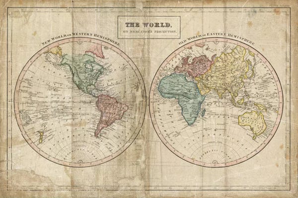 Vintage & Retro: Old World (Eastern Hemisphere), New World (Western Hemisphere) by Wild Apple Portfolio