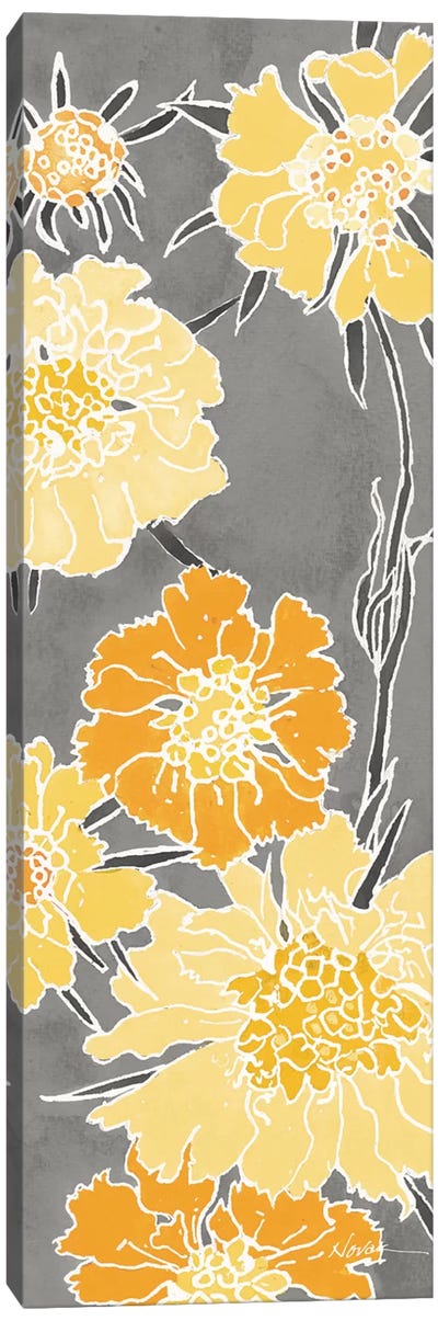 Cloisonne Beauty I Gray Canvas Art Print - Citrus Orange
