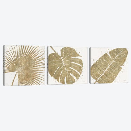 Gold Leaves Triptych Canvas Print Set #WAC3HSET022} by Wellington Studio Canvas Art