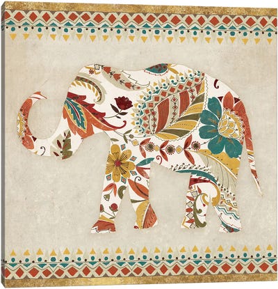 Boho Elephant II Canvas Art Print - Bohemian Wall Art &amp; Canvas Prints