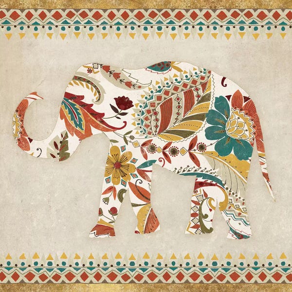 Elephants: Boho Elephant II by Wild Apple Portfolio