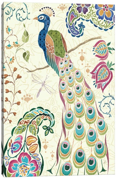 Peacock Fantasy III  Canvas Art Print - Floral & Botanical Patterns