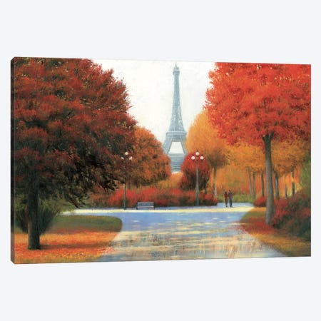 Autumn In Paris Couple Canvas Print #WAC4036} by James Wiens Canvas Art Print
