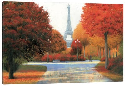 Autumn In Paris Couple Canvas Art Print - James Wiens