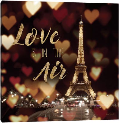 Love Is In The Air Canvas Art Print - Paris Typography