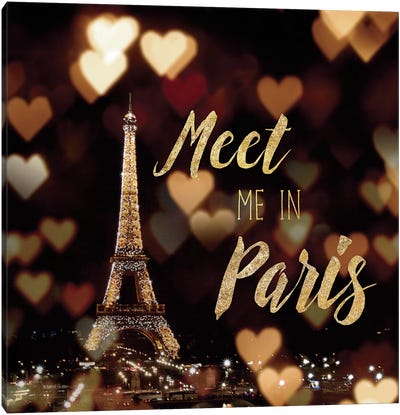 Meet Me In Paris Canvas Art Print - Paris Typography