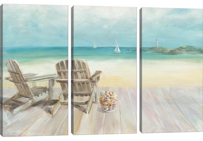 Seaside Morning No Window Canvas Art Print - 3-Piece Beach Art