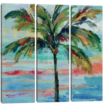 California Palm II Canvas Art Print - 3-Piece Tree Art