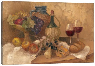 Abundant Table with Pattern Canvas Art Print - Thanksgiving Art