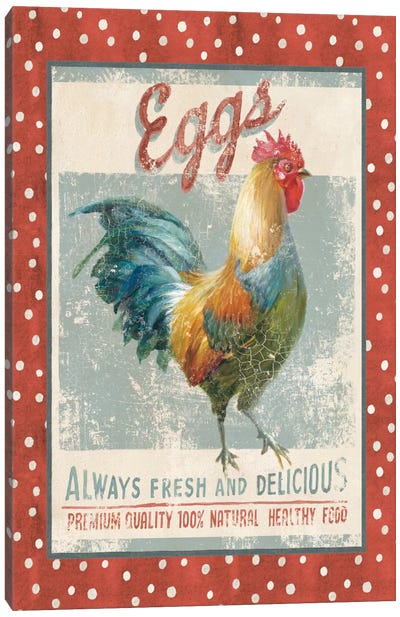 Farm Nostalgia X Canvas Art Print - Chicken & Rooster Art