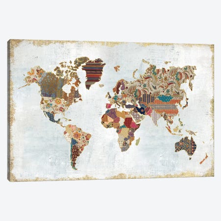 Pattern World Map Canvas Print #WAC4177} by Laura Marshall Canvas Artwork