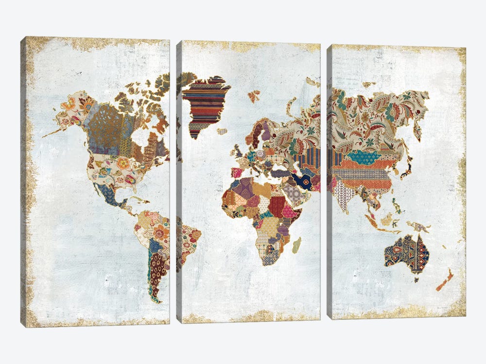 Pattern World Map by Laura Marshall 3-piece Art Print