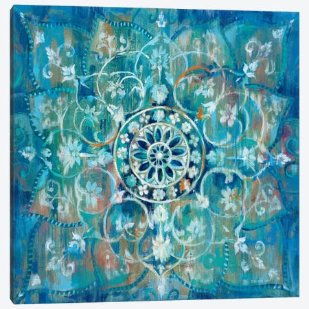 Mandala in Blue I Canvas Print #WAC4193} by Danhui Nai Art Print