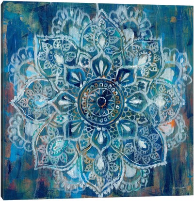 Mandala in Blue II Canvas Art Print - Blue Art