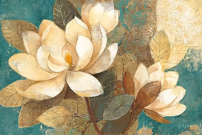 Turquoise Magnolias by Albena Hristova canvas print