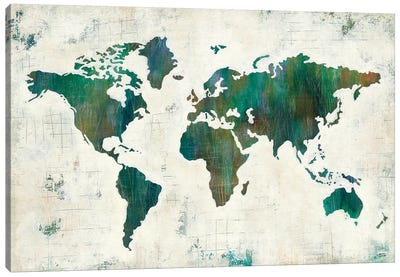 Discover The World Canvas Art Print - World Map Art