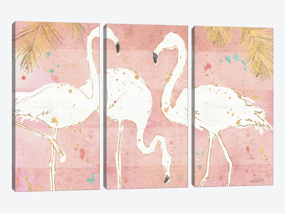 Flamingo Fever IV by Anne Tavoletti 3-piece Canvas Artwork