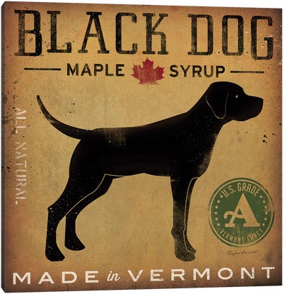 Black Dog Maple Syrup Canvas Art Print - Best Selling Dog Art