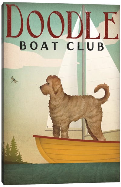 Doodle Boat Club Canvas Art Print - Sailboat Art