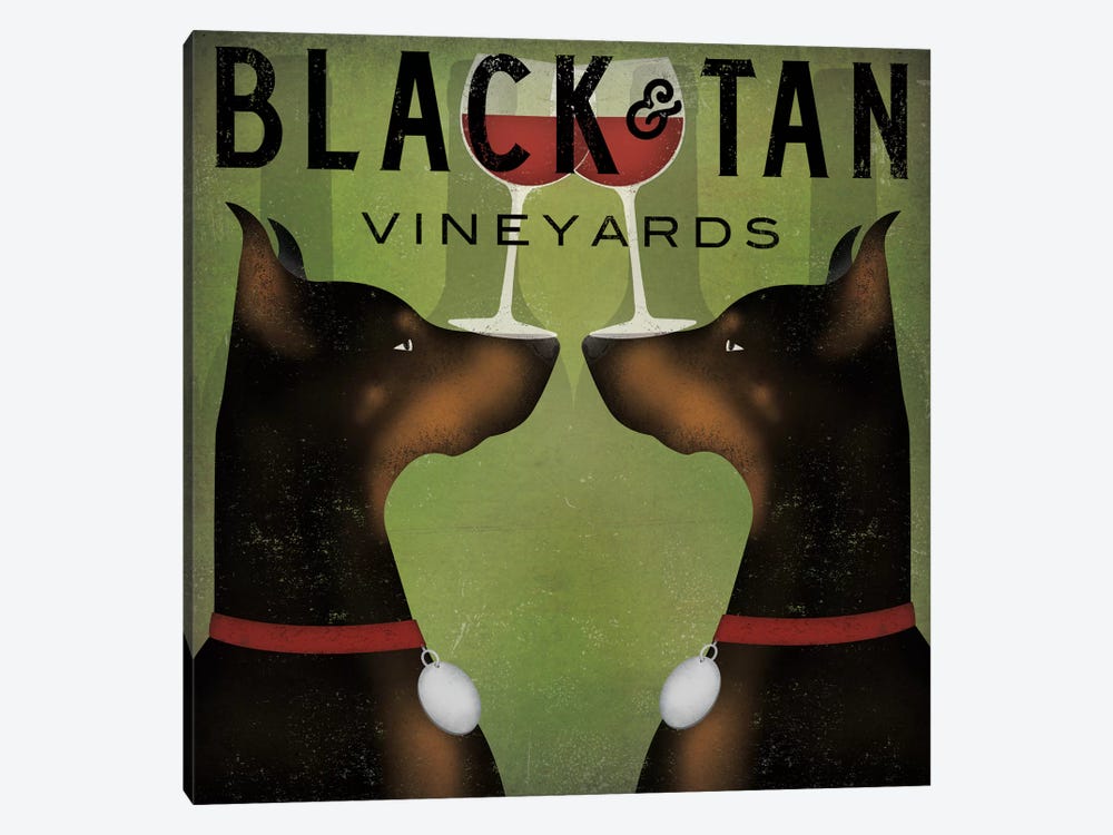 Black & Tan Vineyards (Doberman Pinschers) by Ryan Fowler 1-piece Canvas Wall Art