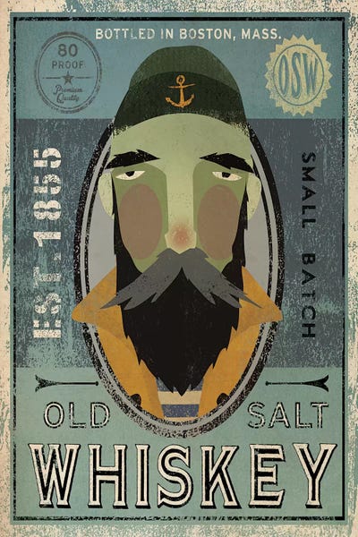 Food & Drink Posters: Old Salt Whiskey (Fisherman V) by Ryan Fowler
