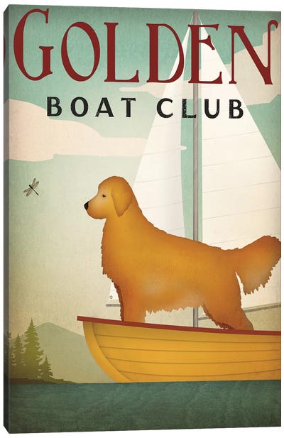Golden Boat Club Canvas Art Print - Dog Art