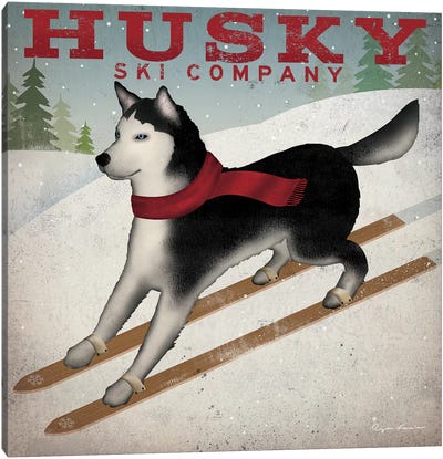 Husky Ski Co. Canvas Art Print - Siberian Husky Art