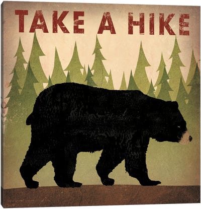 Take A Hike (Black Bear) Canvas Art Print - Kids Animal Art