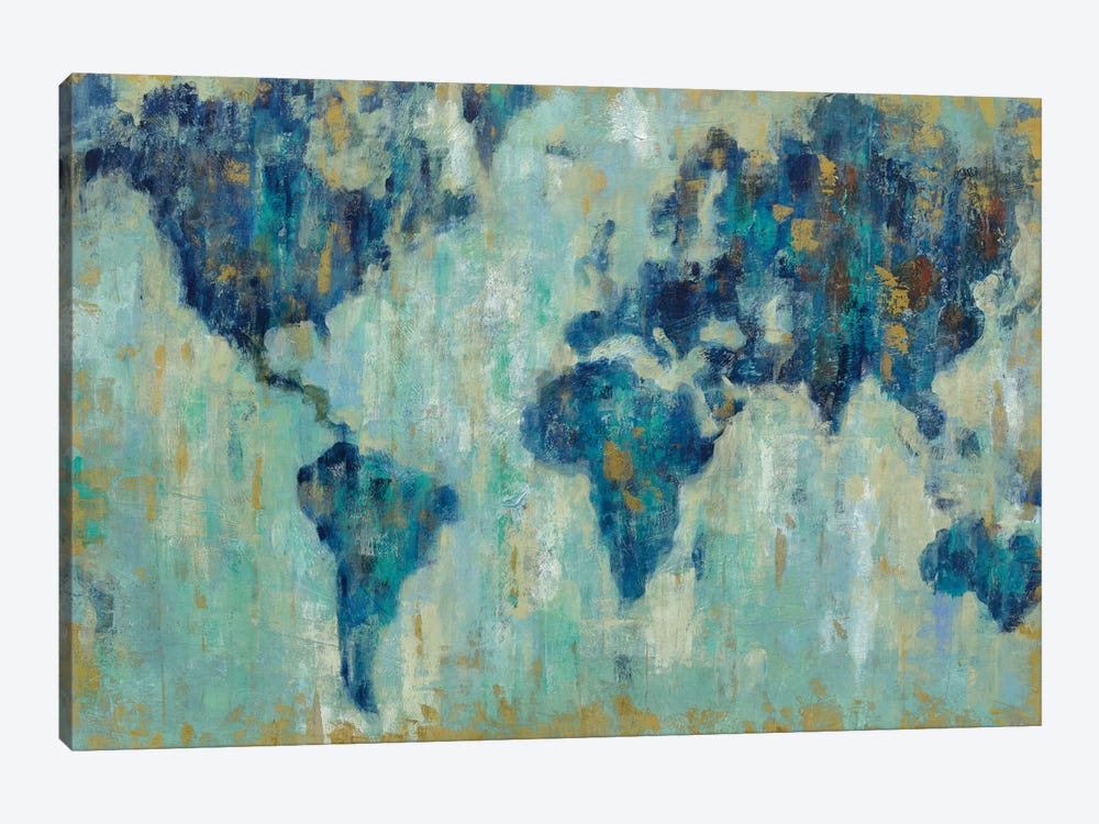 Map Of The World by Silvia Vassileva 1-piece Canvas Art