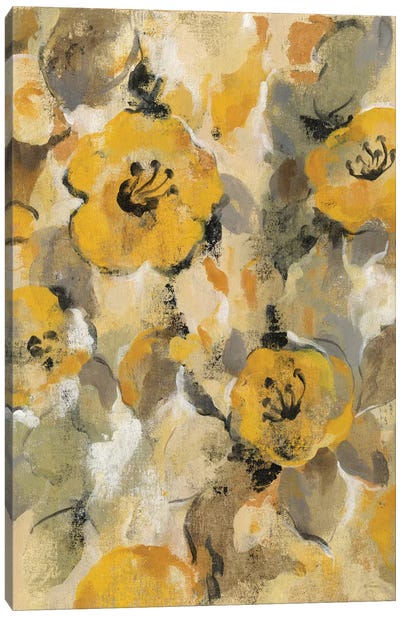 Yellow Floral I Canvas Art Print - Gray & Yellow Art