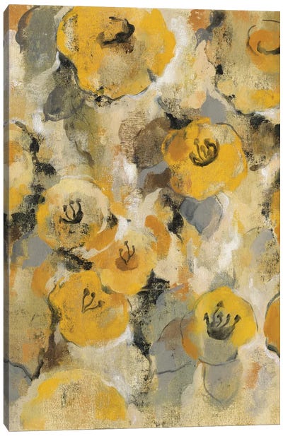 Yellow Floral II Canvas Art Print - Gray & Yellow Art